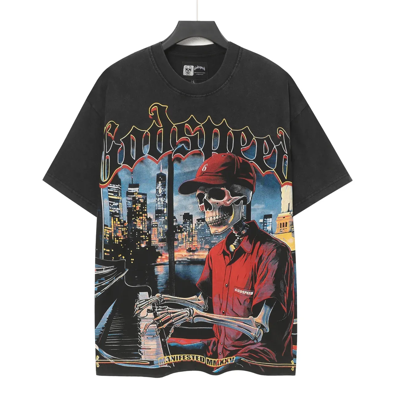 Godspeed Double-Sided Graphic Skeleton Print Black T-Shirt 3