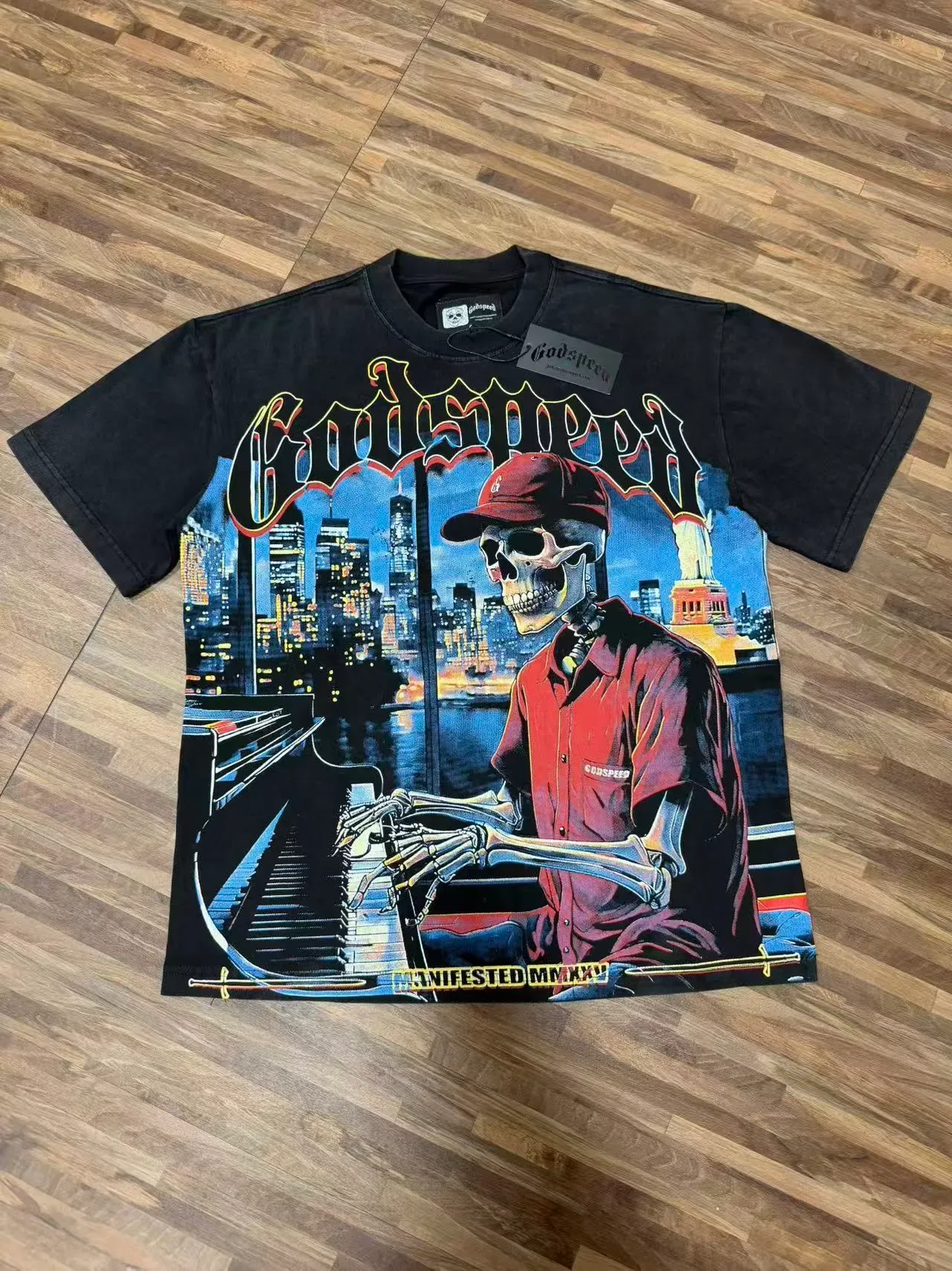 Godspeed Double-Sided Graphic Skeleton Print Black T-Shirt 5