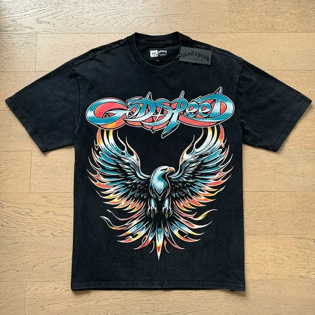 Godspeed Flame Eagle Graphic Black T-Shirt 4