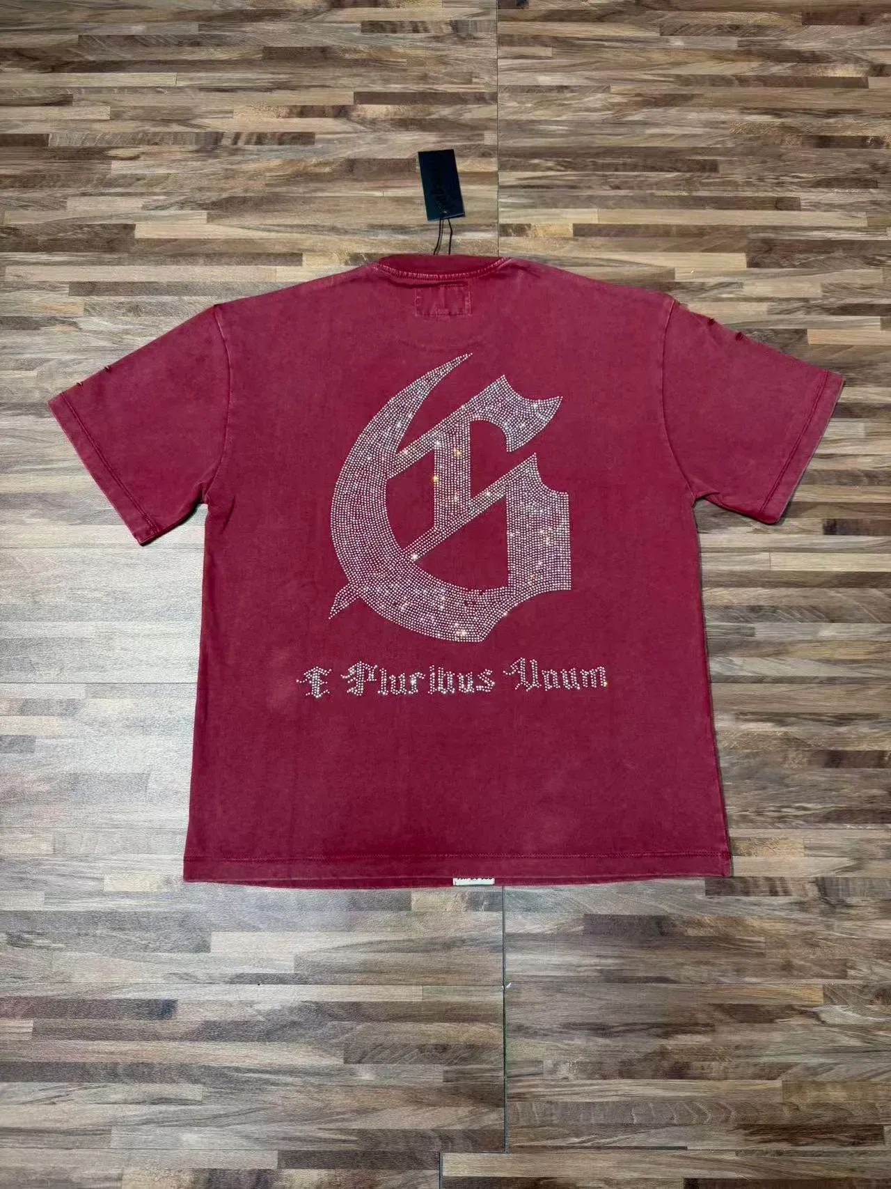 Godspeed Graphic Tee Black Silver Distressed Denim-Like Fabric Rhinestone-Embellished Gothic Typography T-Shirt 5