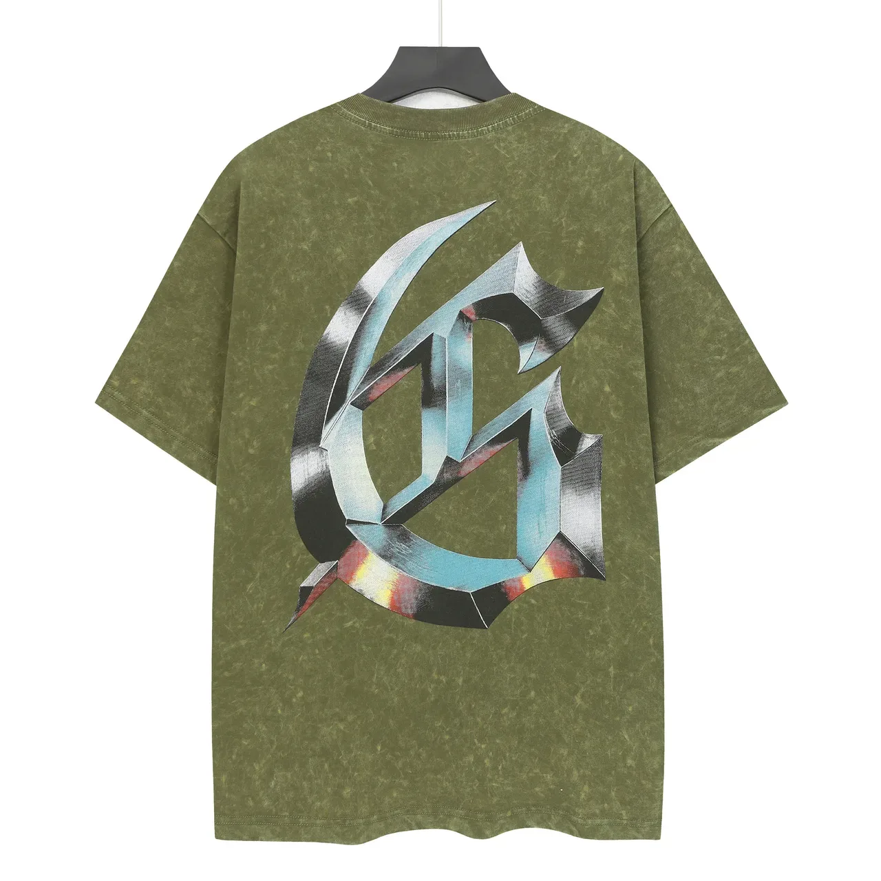 Godspeed Oversized Distressed Olive Green Graphic T-Shirt 4