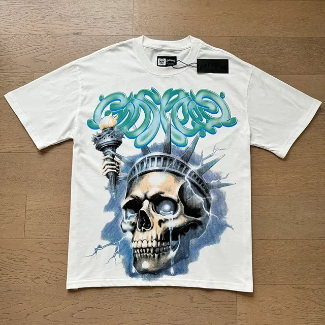 Godspeed Skull and Graffiti Graphic Print White T-Shirt 2