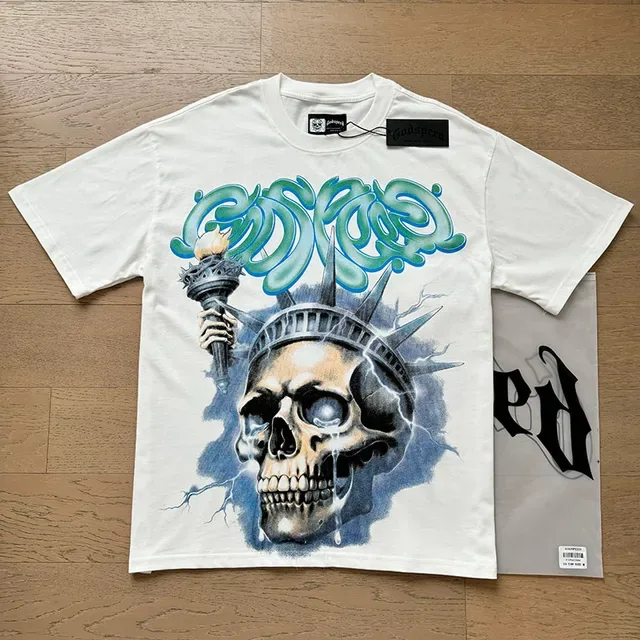 Godspeed Skull and Graffiti Graphic Print White T-Shirt 3