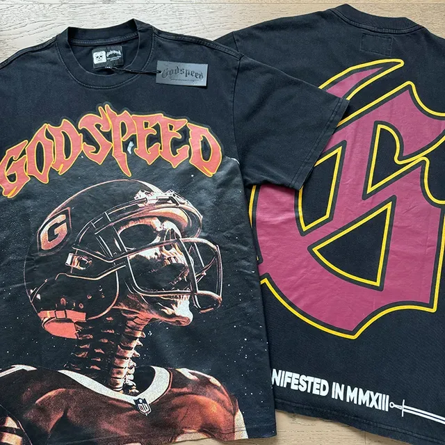 Godspeed Skull Helmet Graphic Black T-Shirt 4