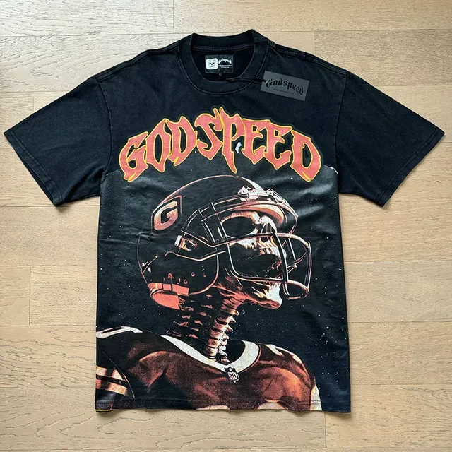 Godspeed Skull Helmet Graphic Black T-Shirt 5