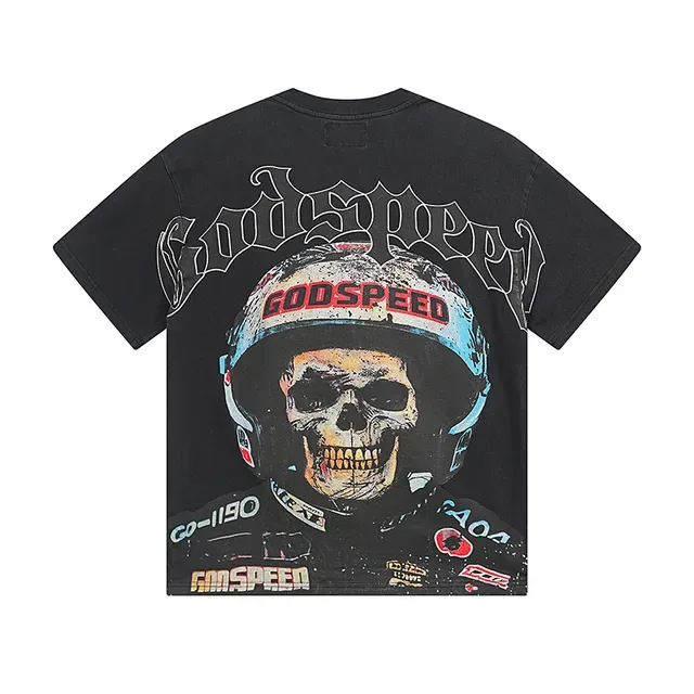 Godspeed Skull Helmet Graphic Black T-Shirt 3