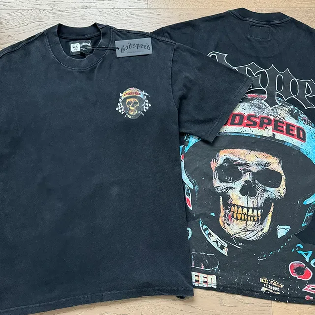 Godspeed Skull Helmet Graphic Black T-Shirt 4