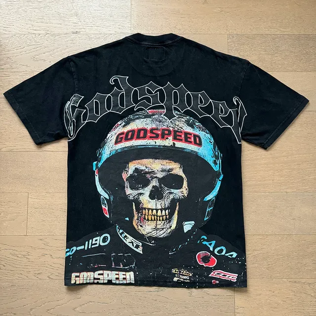 Godspeed Skull Helmet Graphic Black T-Shirt 7