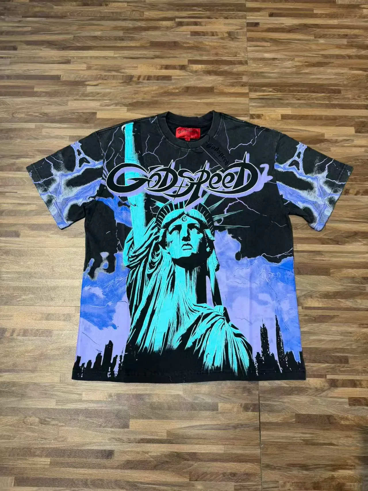 Godspeed Statue of Liberty Lightning Graphic T-Shirt 2