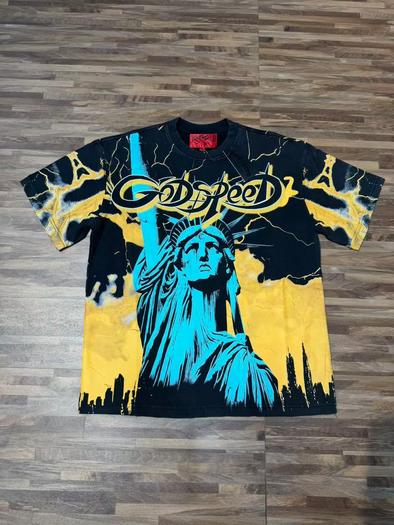 Godspeed Statue of Liberty Lightning Graphic T-Shirt 3