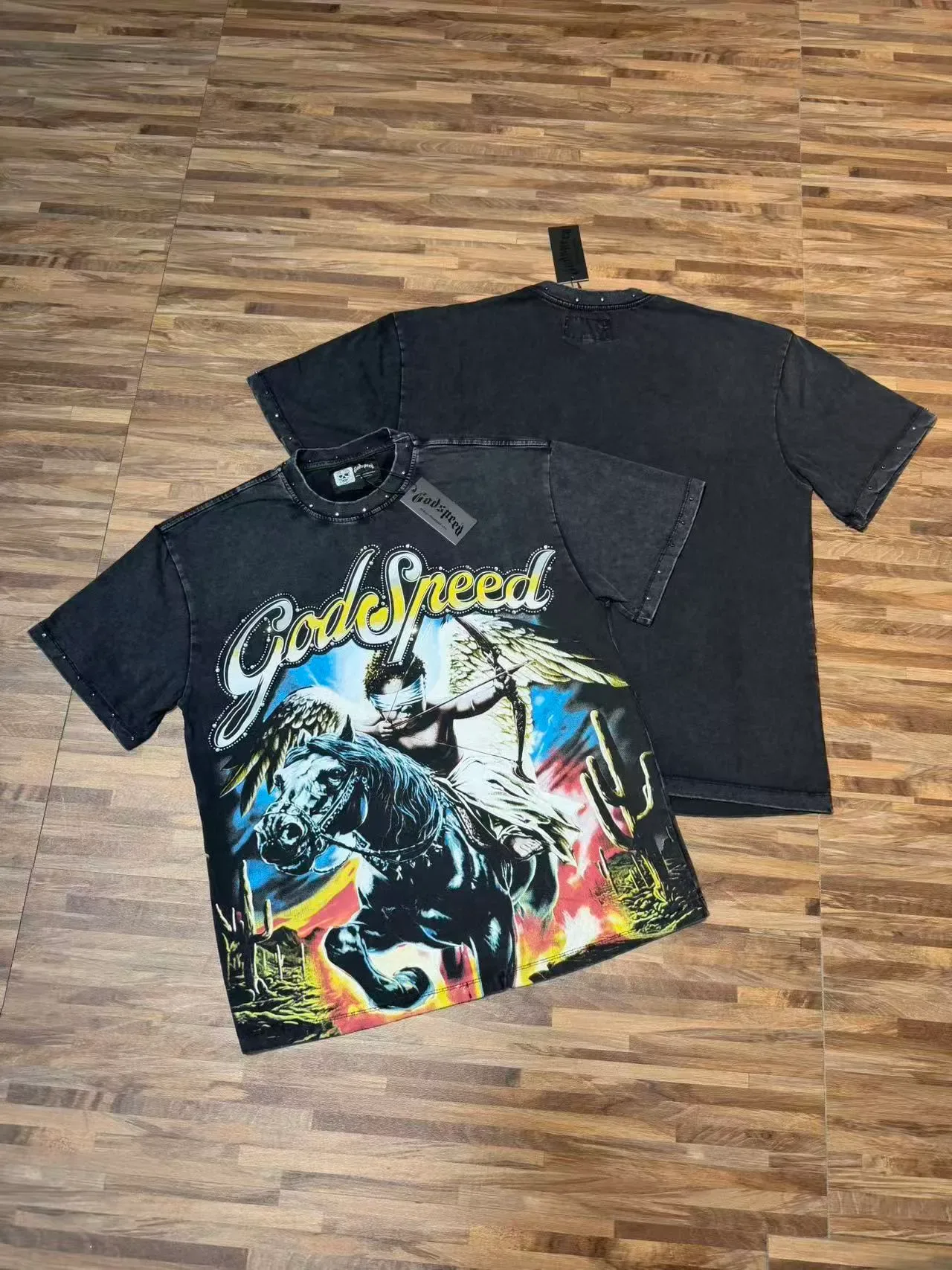Godspeed Winged Archer Graphic Studded Shoulder T-Shirt 2