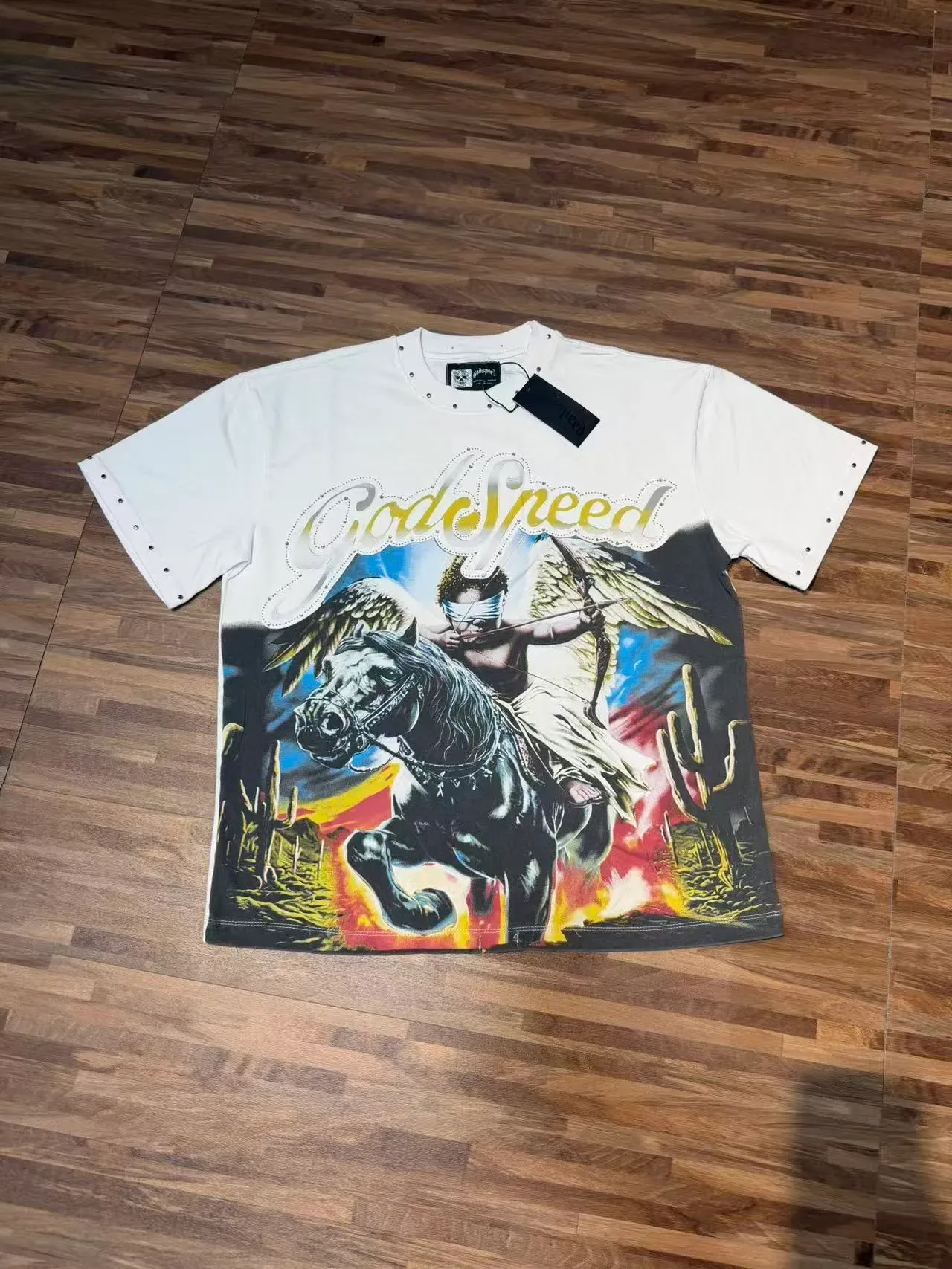 Godspeed Winged Archer Graphic Studded Shoulder T-Shirt 6