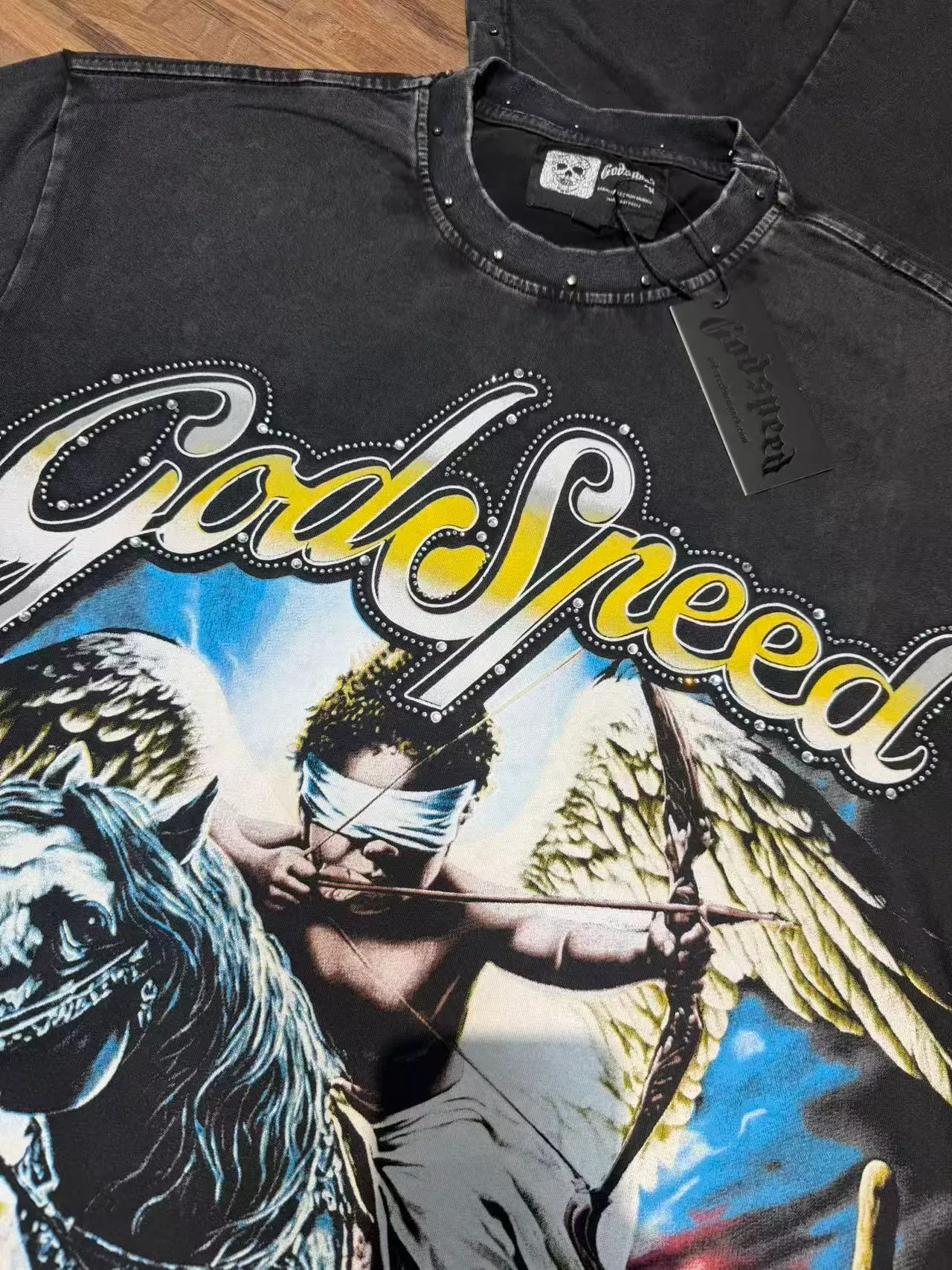 Godspeed Winged Archer Graphic Studded Shoulder T-Shirt 10