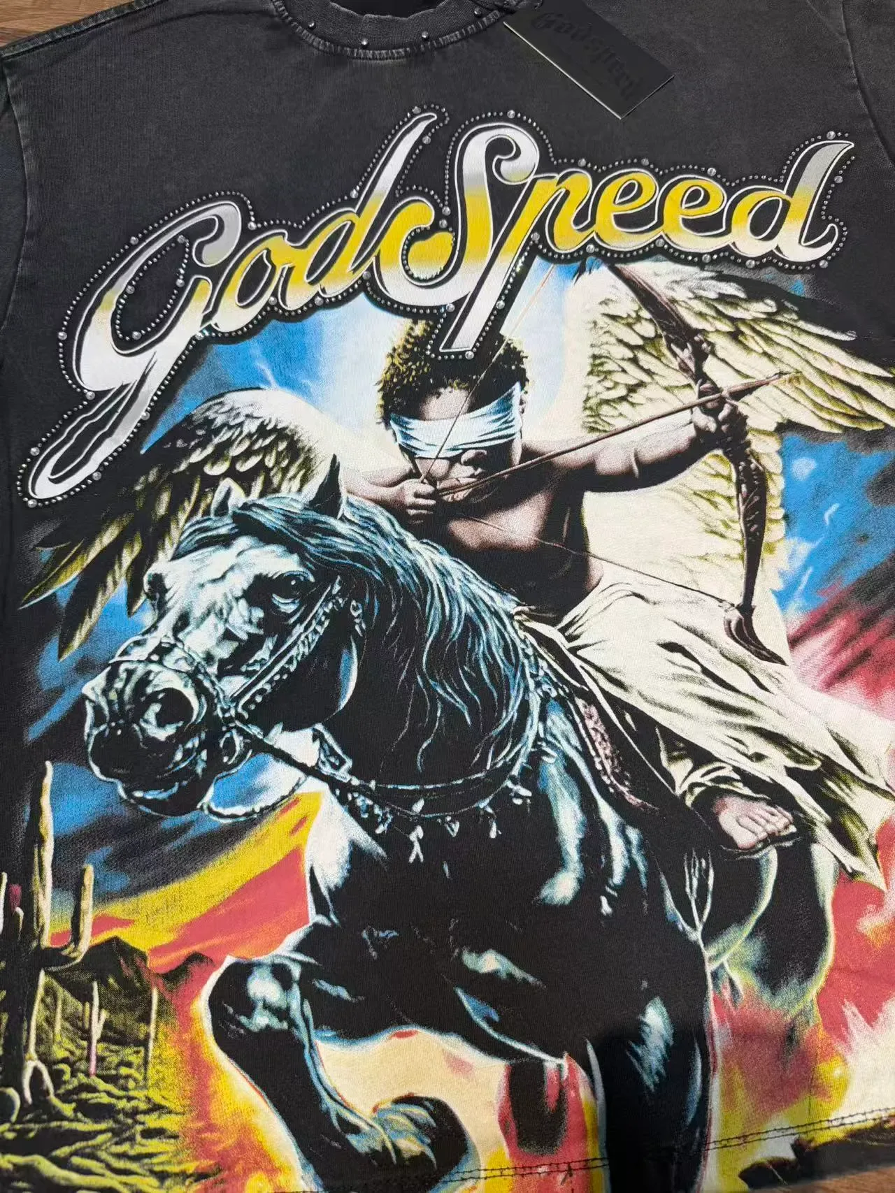 Godspeed Winged Archer Graphic Studded Shoulder T-Shirt 11