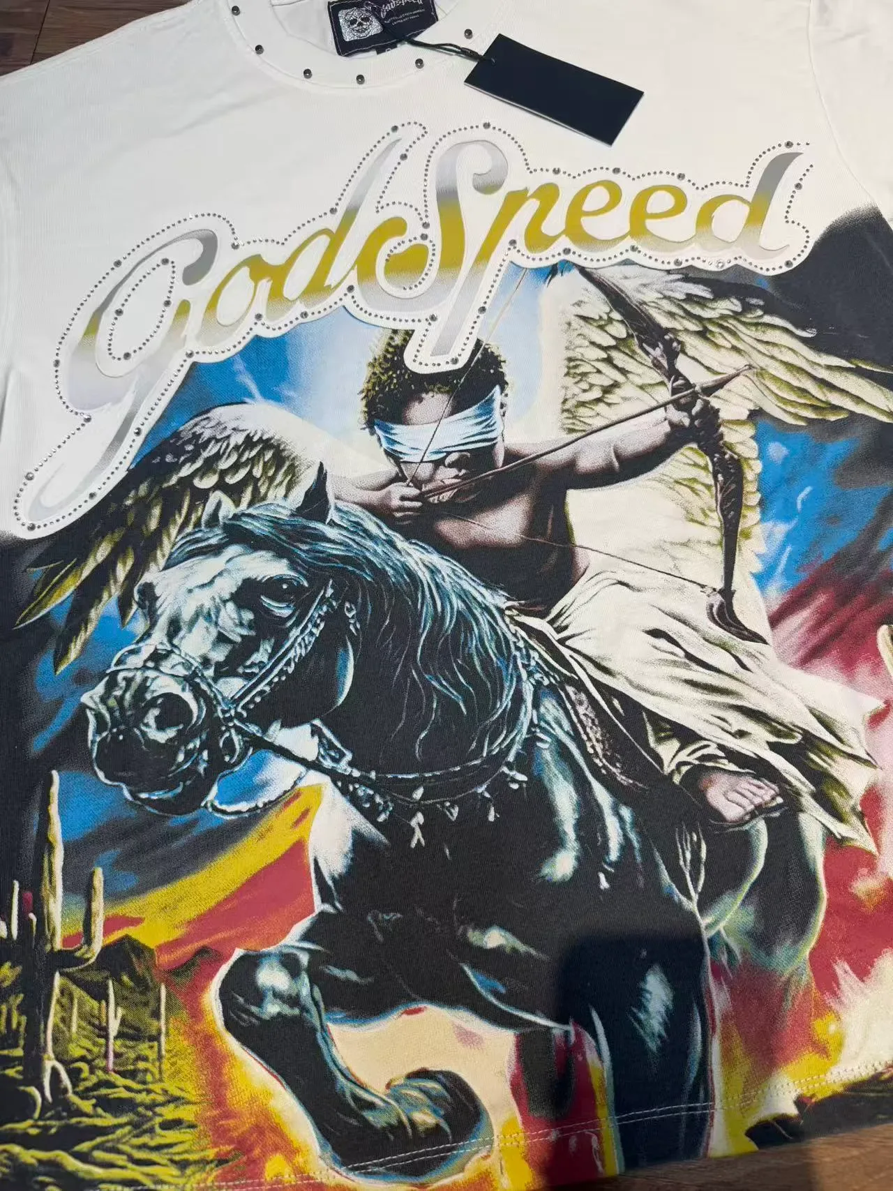 Godspeed Winged Archer Graphic Studded Shoulder T-Shirt 14