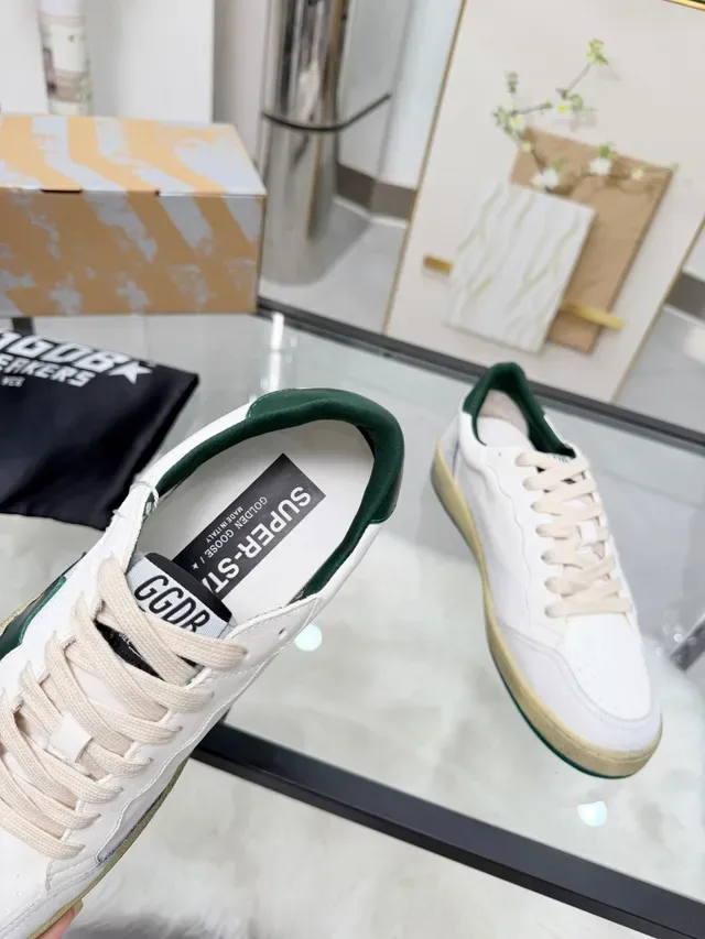 Golden Goose Ball Star White and Green Lifestyle Sneakers 3
