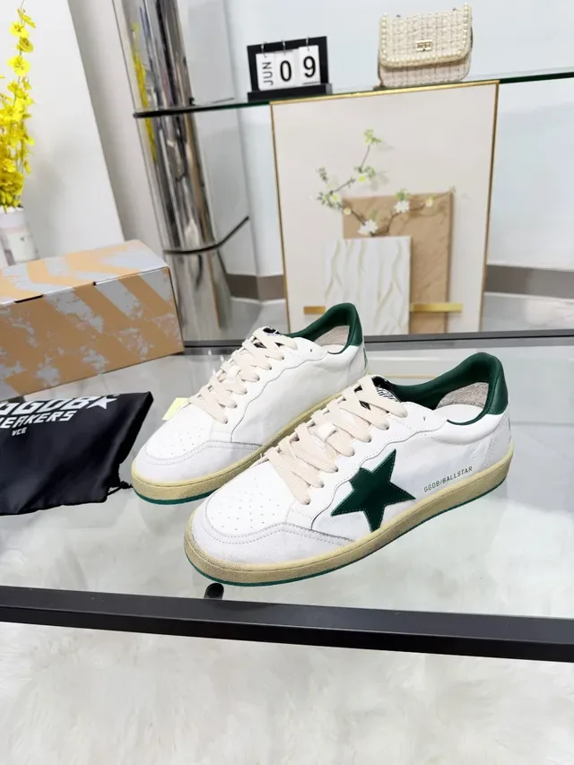 Golden Goose Ball Star White and Green Lifestyle Sneakers 5