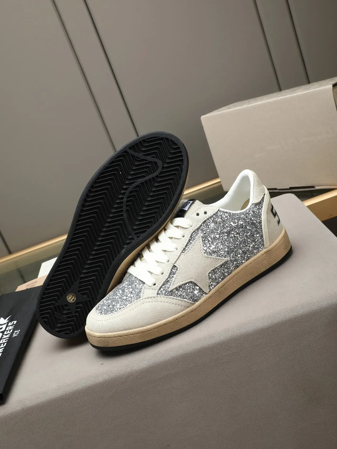 Golden Goose Super-Star Glitter Star Suede Lifestyle Sneakers 4