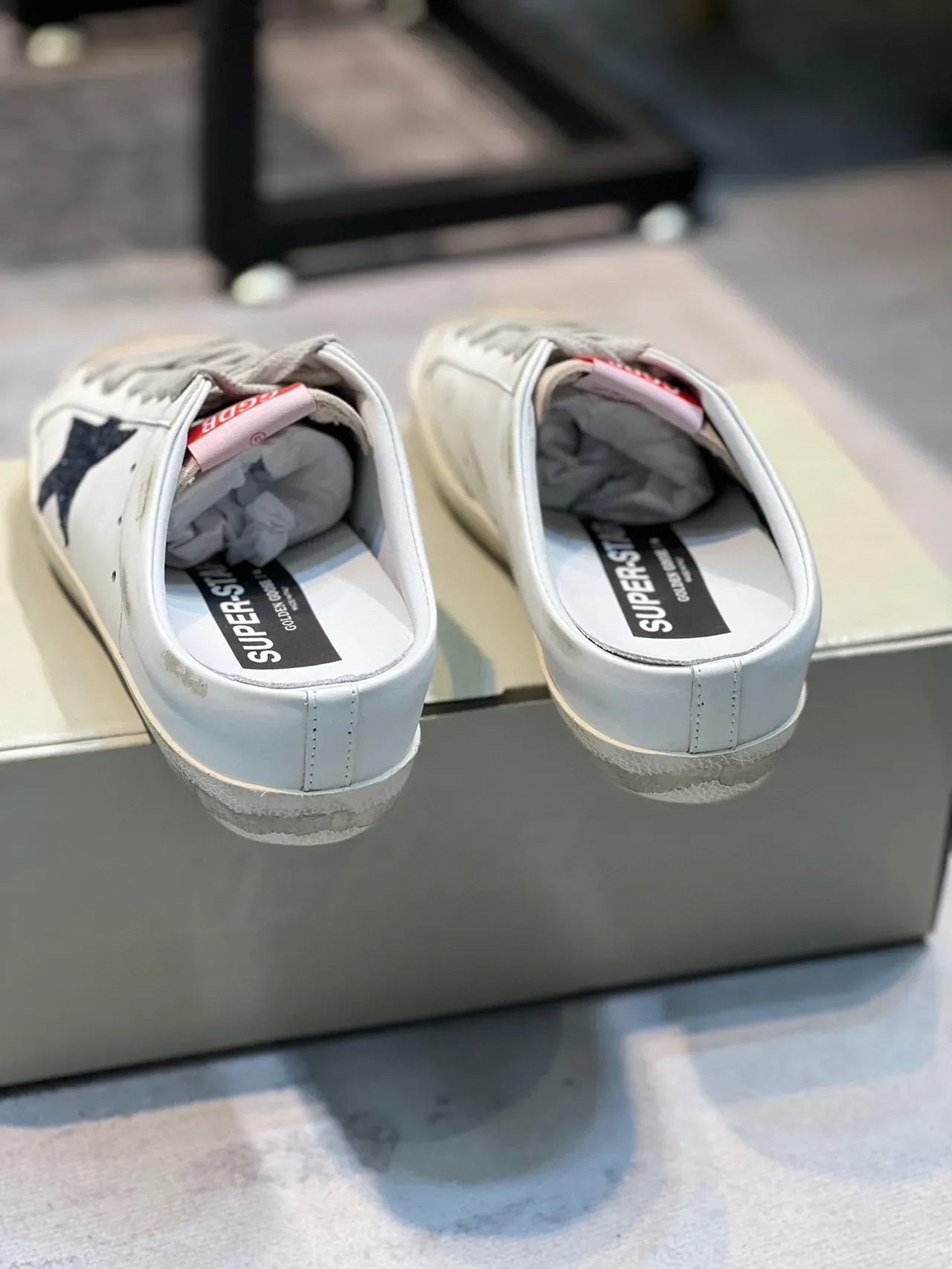 Golden Goose Super-Star Mule Distressed White Glitter Star Lifestyle Sneaker 2