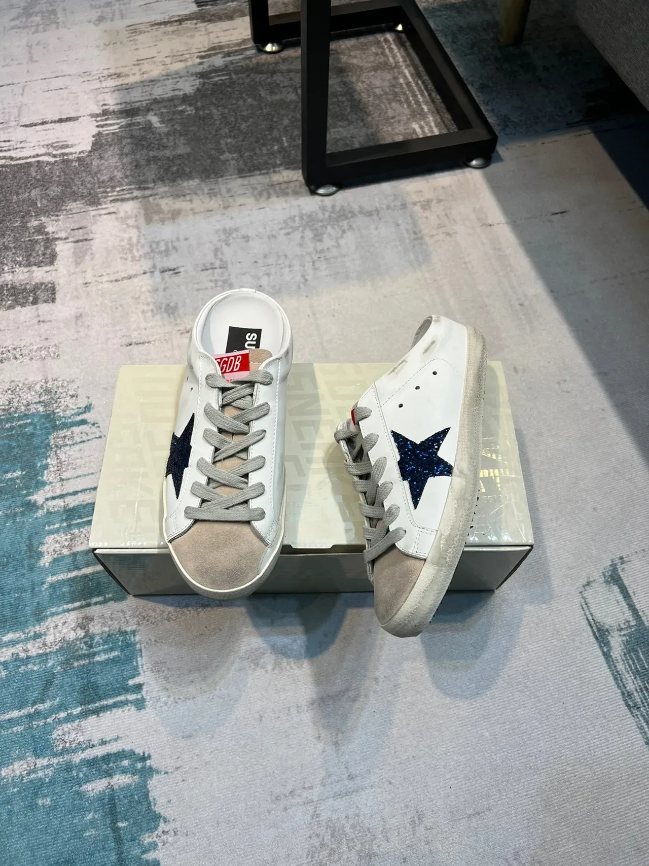 Golden Goose Super-Star Mule Distressed White Glitter Star Lifestyle Sneaker 5