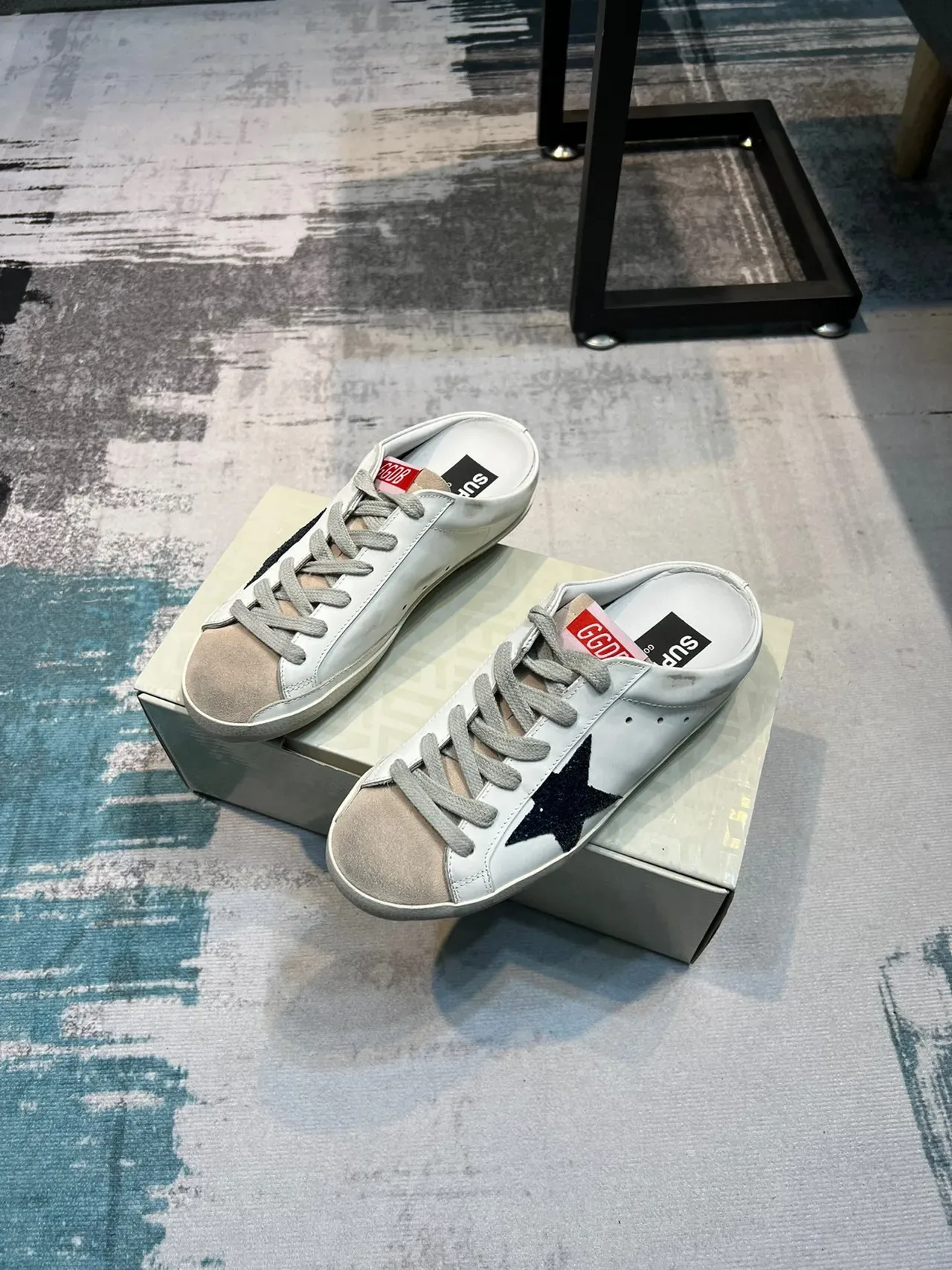 Golden Goose Super-Star Mule Distressed White Glitter Star Lifestyle Sneaker 6