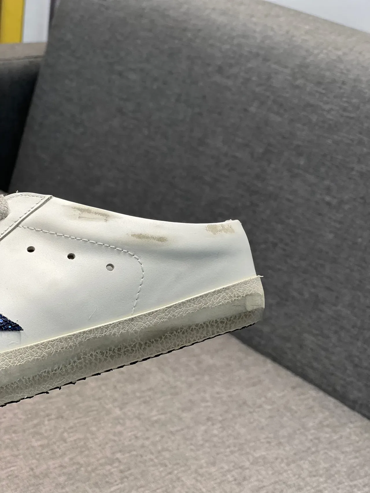 Golden Goose Super-Star Mule Distressed White Glitter Star Lifestyle Sneaker 9