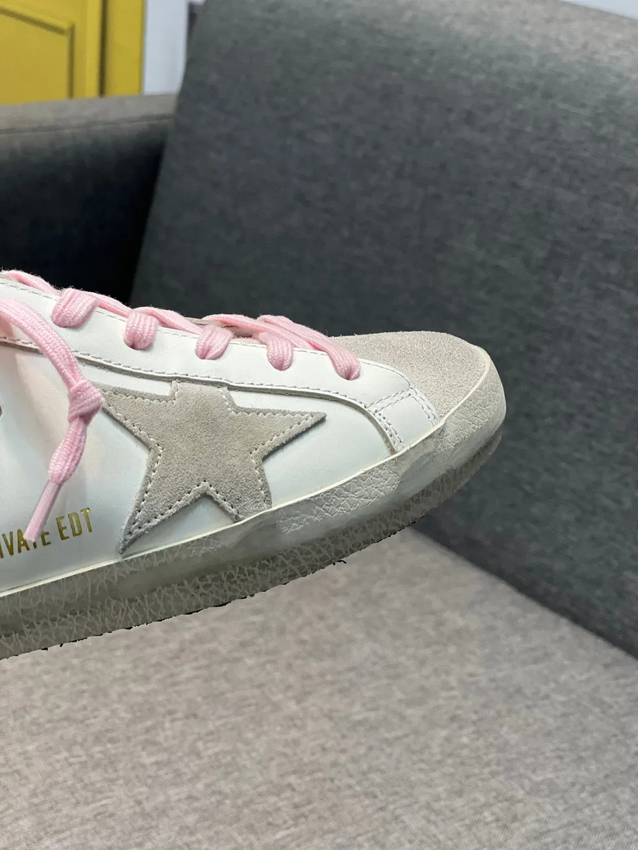 Golden Goose Super-Star Mule White Pink Distressed Leather Laces Lifestyle Sneakers 3