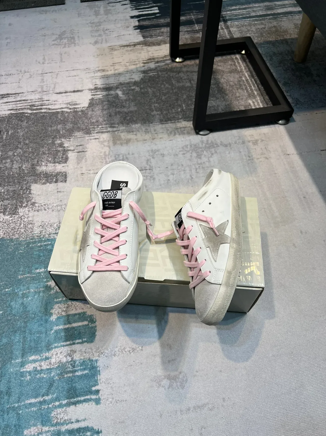 Golden Goose Super-Star Mule White Pink Distressed Leather Laces Lifestyle Sneakers 4