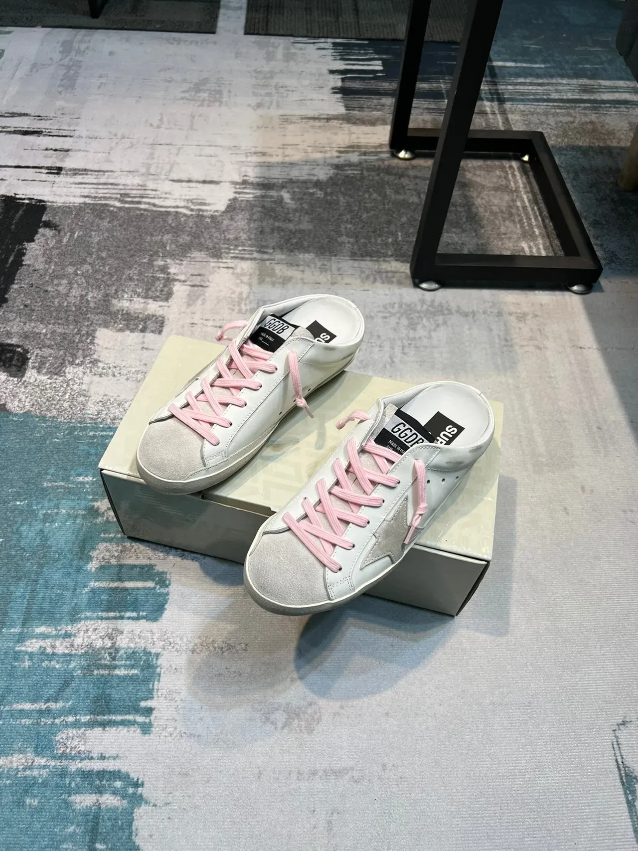 Golden Goose Super-Star Mule White Pink Distressed Leather Laces Lifestyle Sneakers 5
