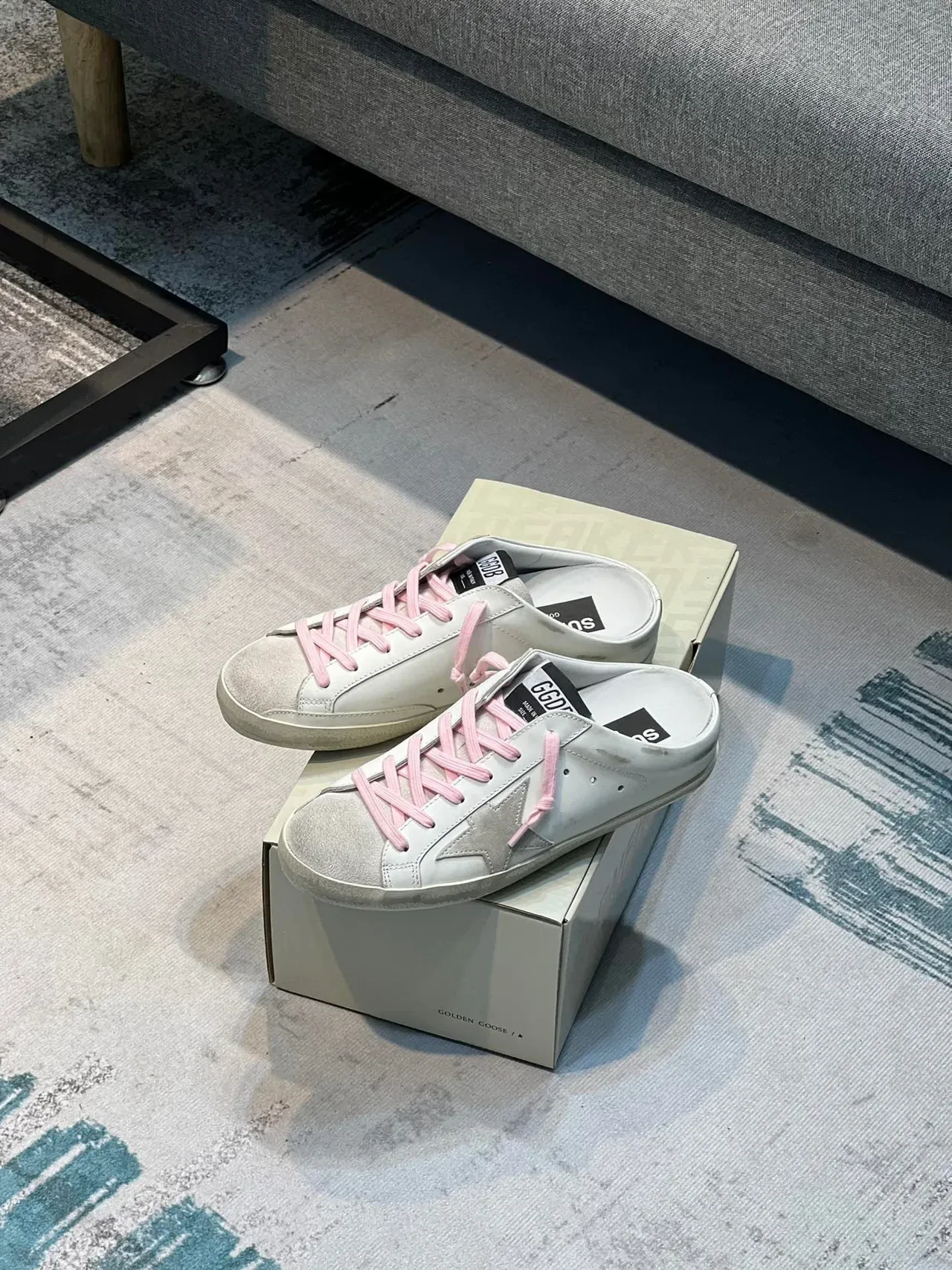 Golden Goose Super-Star Mule White Pink Distressed Leather Laces Lifestyle Sneakers 7