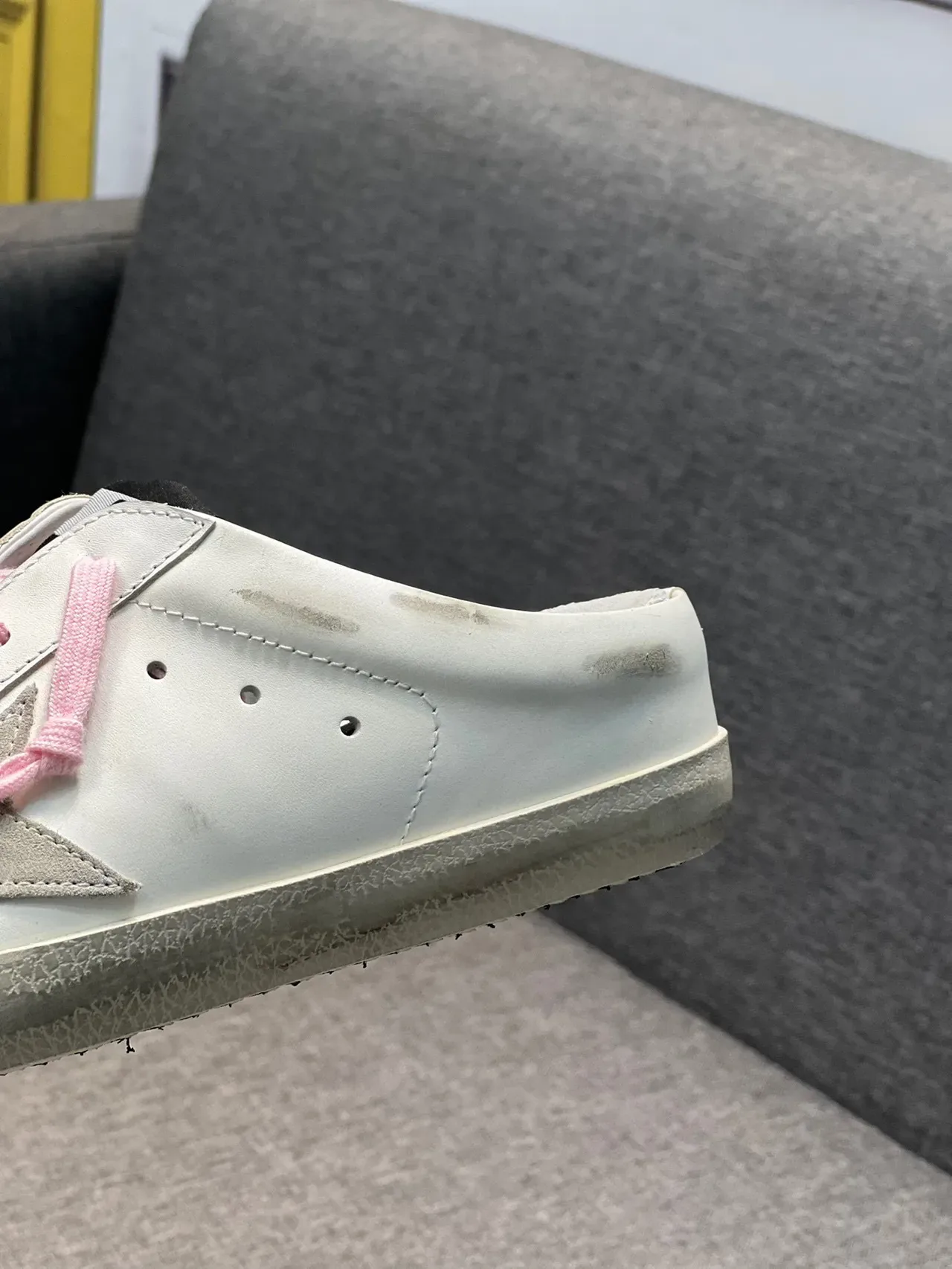 Golden Goose Super-Star Mule White Pink Distressed Leather Laces Lifestyle Sneakers 8