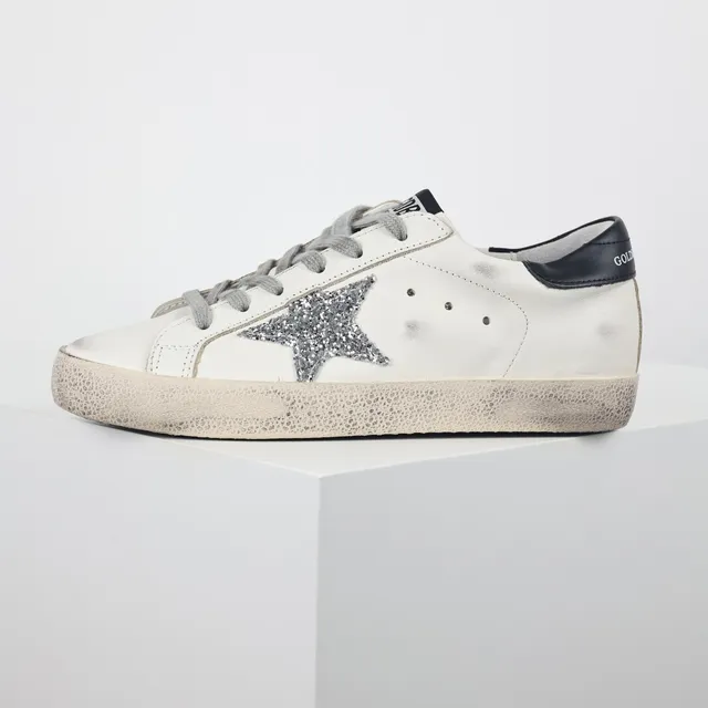 Golden Goose Superstar distressed blanc pailleté étoile chaussures lifestyle 9
