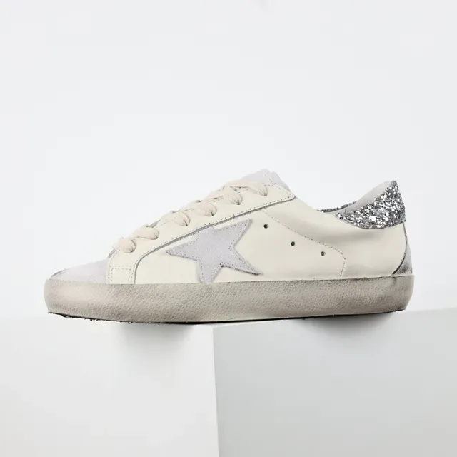 Golden Goose Superstar Off-White Distressed Leather Lifestyle Sneakers 9