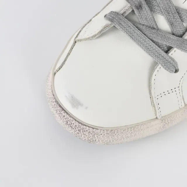 Golden Goose Superstar White and Silver Distressed Lifestyle Sneakers 5