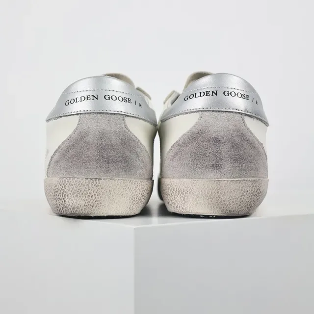 Golden Goose Superstar White and Silver Distressed Lifestyle Sneakers 8