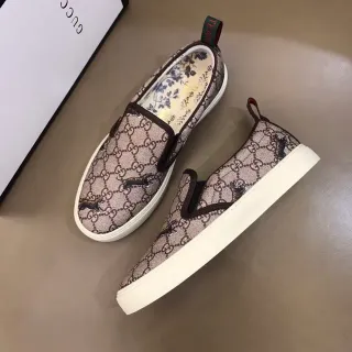 Gucci Ace Beige Brown GG Supreme Canvas Embroidered Tiger Motif Loafer