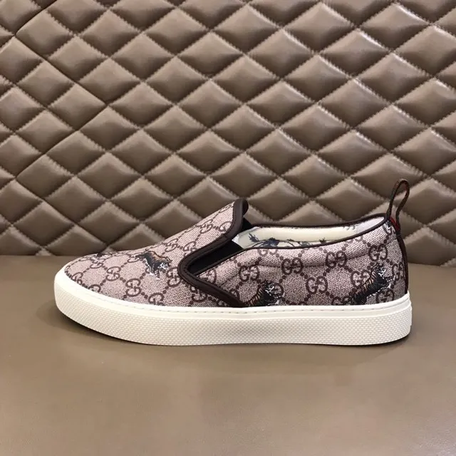 Gucci Ace Beige Marron GG Supreme Toile Broderie Motif Tigre Loafer 8