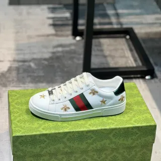 Gucci Ace Embroidered Bee and Star White Lifestyle Sneakers