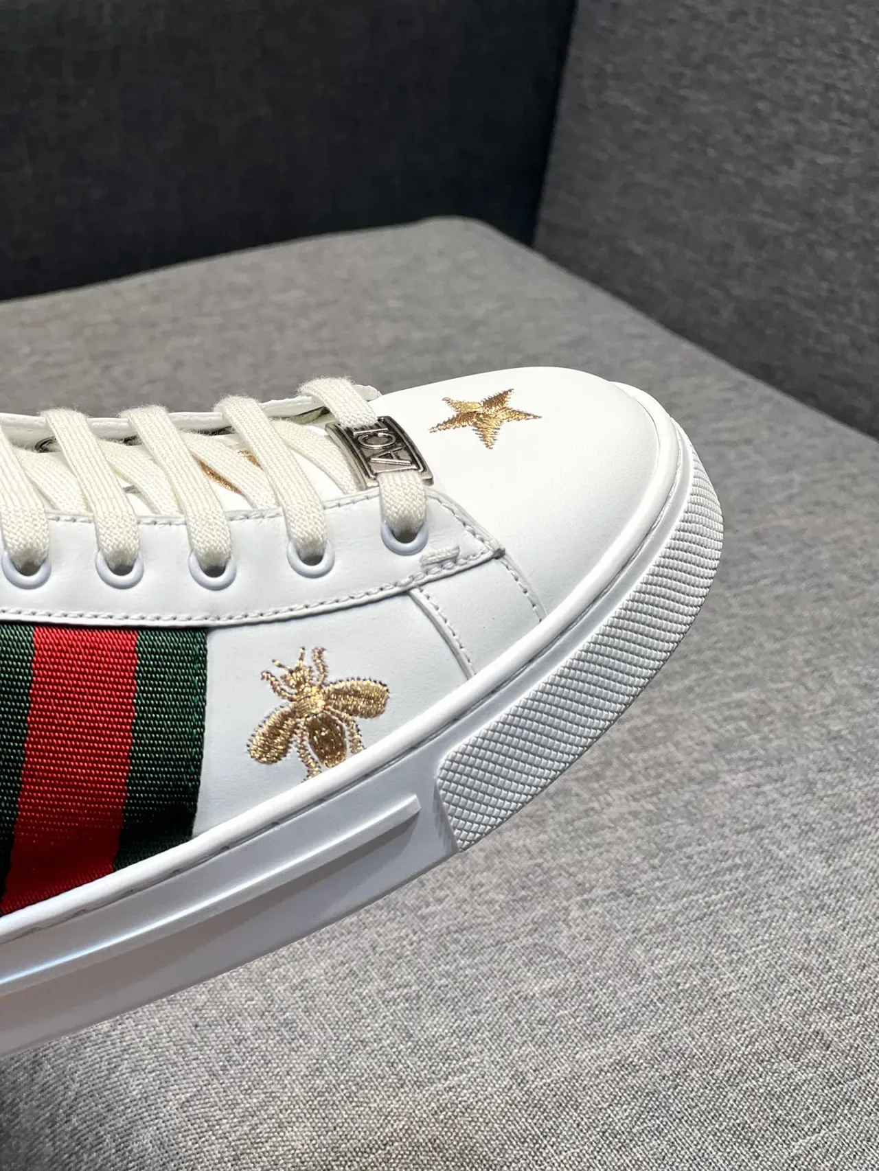 Gucci Ace Embroidered Bee and Star White Lifestyle Sneakers 2