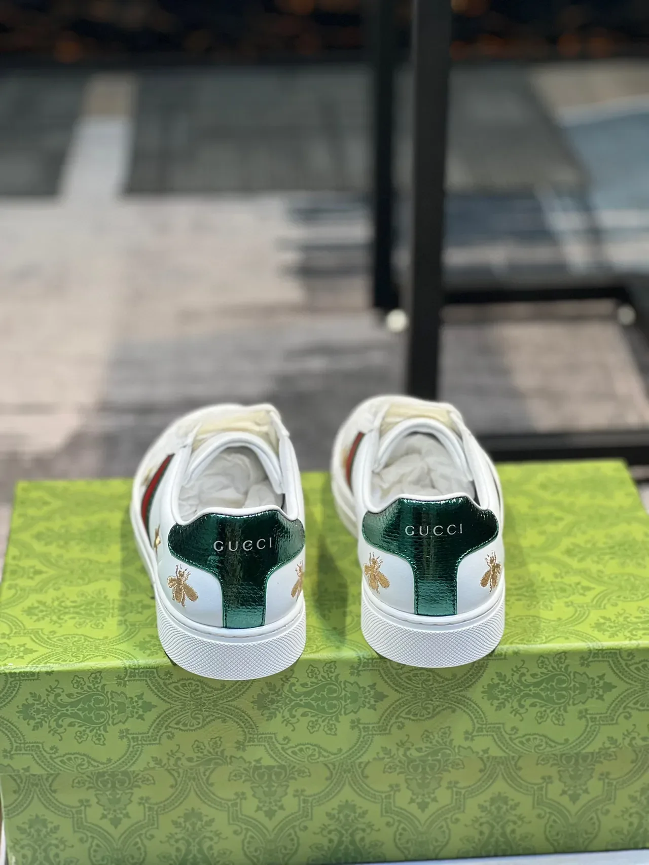Gucci Ace Embroidered Bee and Star White Lifestyle Sneakers 3