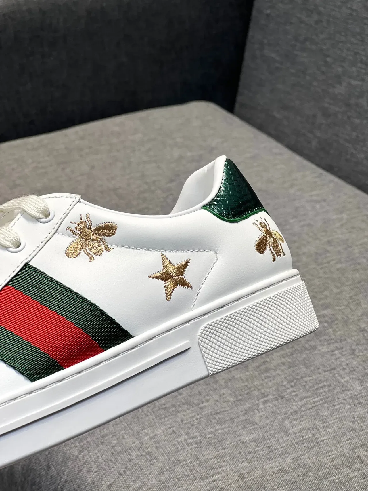 Gucci Ace Embroidered Bee and Star White Lifestyle Sneakers 8