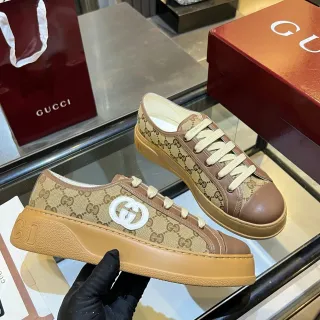 Gucci Ace GG Monogram Canvas Brown Toe Platform Lifestyle Sneakers