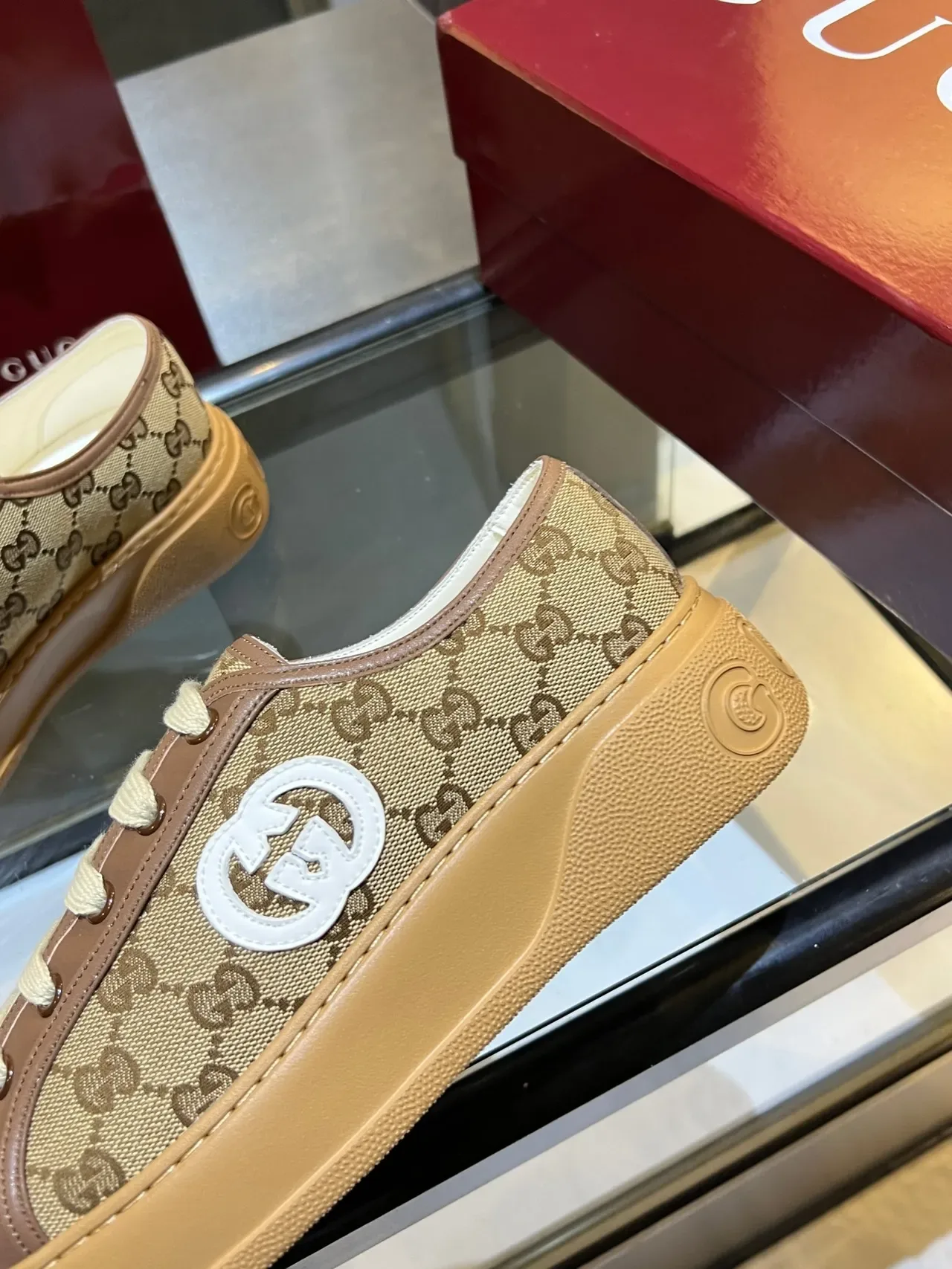 Gucci Ace GG Monogram Toile Marron Toe Plateforme Lifestyle Sneakers 4