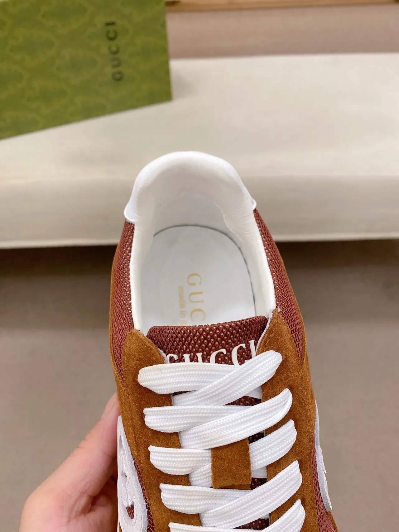 Gucci Ace Rust and Tan Suede Lifestyle Sneaker 3