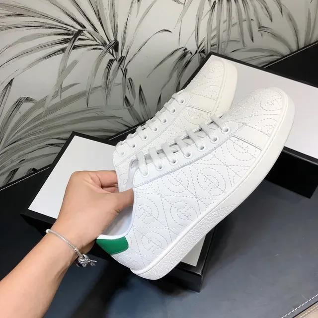 Gucci Ace Blancs et Verts Monogramme Cousu Sneakers Lifestyle 5