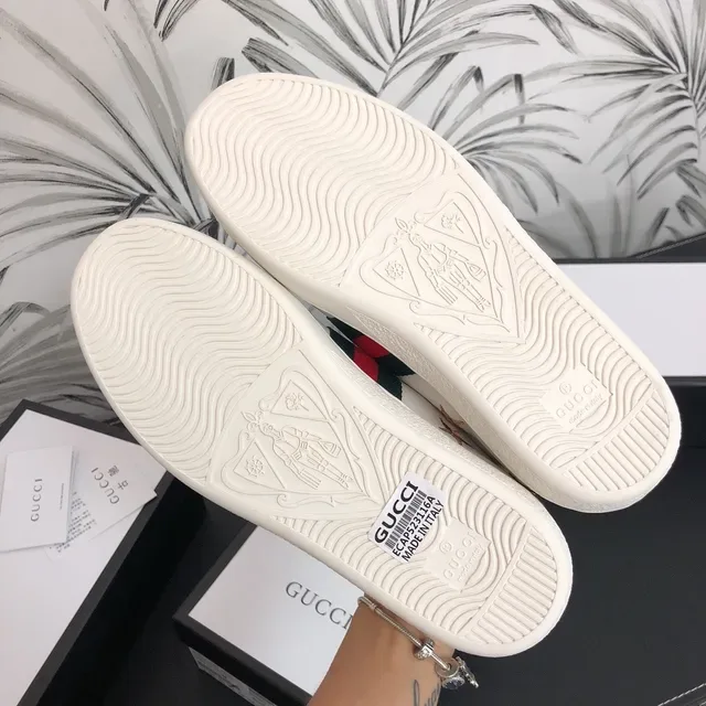 Gucci Ace White Leather Bee and Star Embroidery Lifestyle Sneakers 3