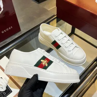 Gucci Ace White Leather Web Stripe Gold Bee Lifestyle Sneakers