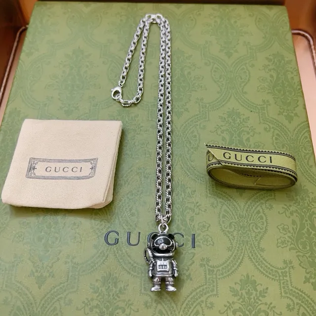 Gucci Astronaut Pendant Silver Chain Necklace 2