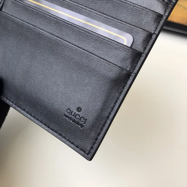 Gucci Bee Print Wallet Black Multicolor GG Supreme Canvas Central Motif Short Wallet 12