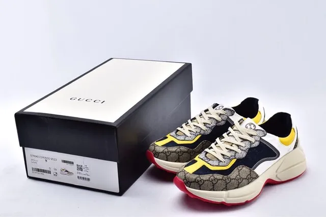 Gucci Beige Navy Sole GG Monogram Canvas Chunky Sneakers 14